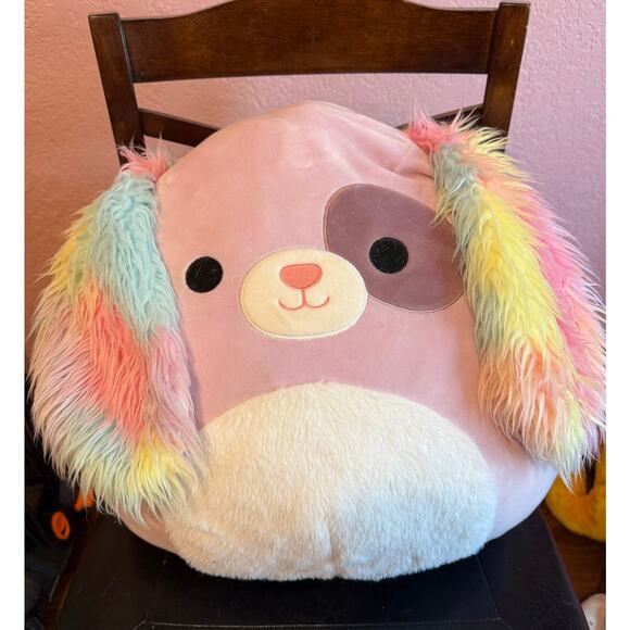 Exclusive Official Squishmallow Barb Pink Dog Rainbow Ears 16" Squishmallow - Picture 1 of 3